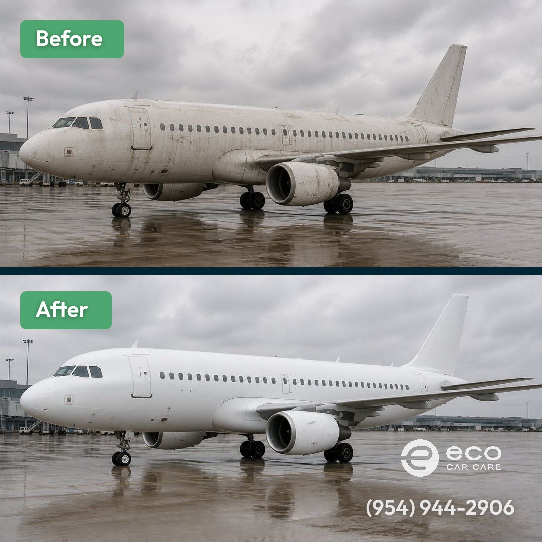 Before and after Aircraft Detailing by Eco Car Care