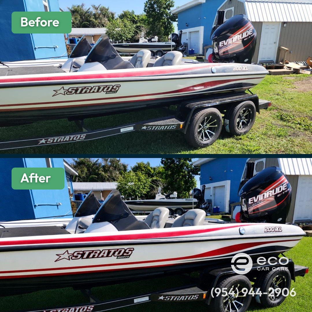Before and after Boat Detailing South Florida by Eco Car Care