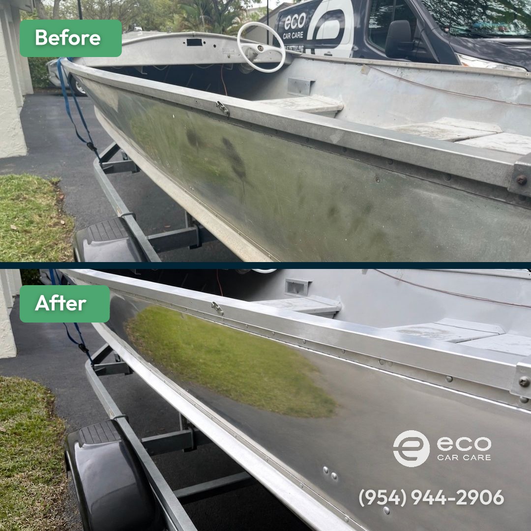 Before and after Boat Detailing South Florida by Eco Car Care