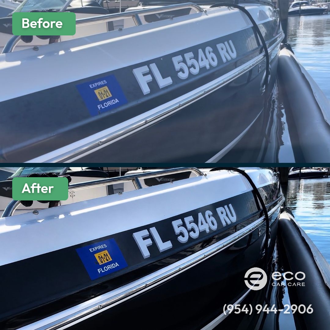 Before and after Boat Detailing by Eco Car Care