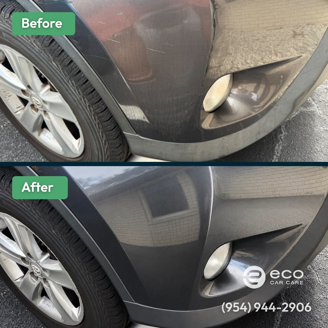 Before and after Bumper Repair Fort Lauderdale by Eco Car Care