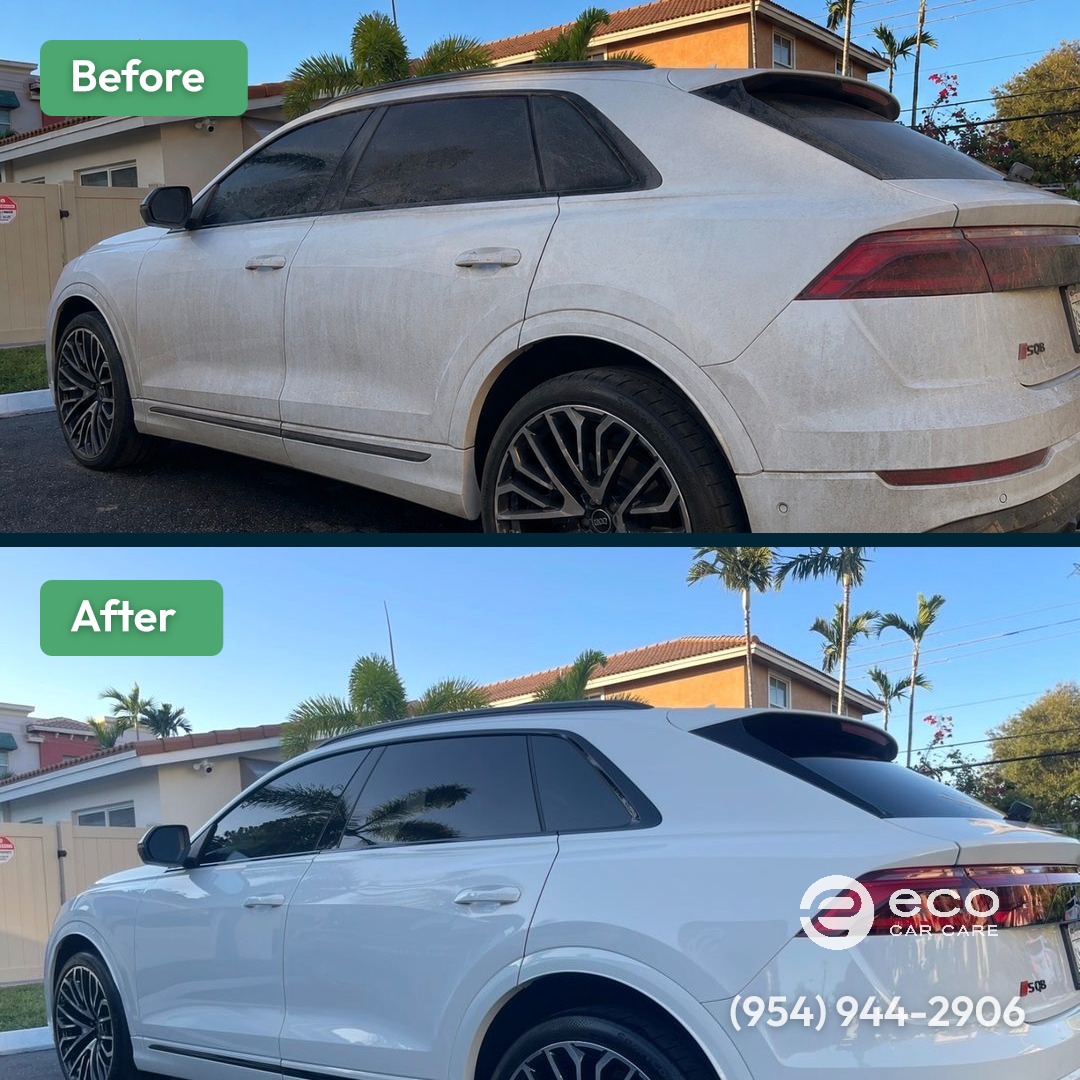 Before and after Car Detailing South Florida by Eco Car Care
