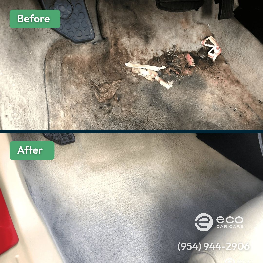 Before and after Interior Detailing by Eco Car Care
