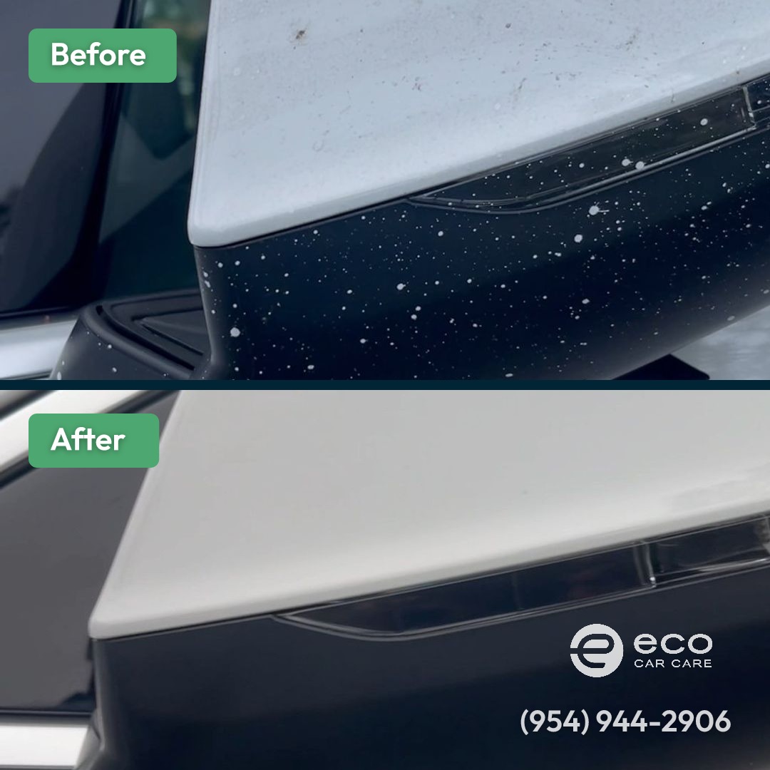Before and after Paint Overspray Removal South Florida by Eco Car Care
