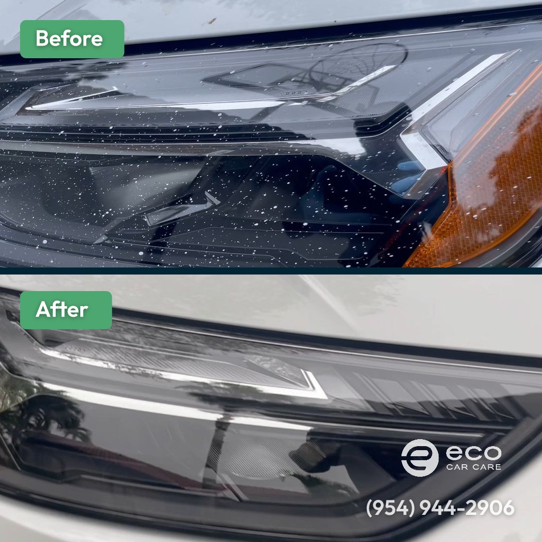 Before and after Paint Overspray Removal South Florida by Eco Car Care